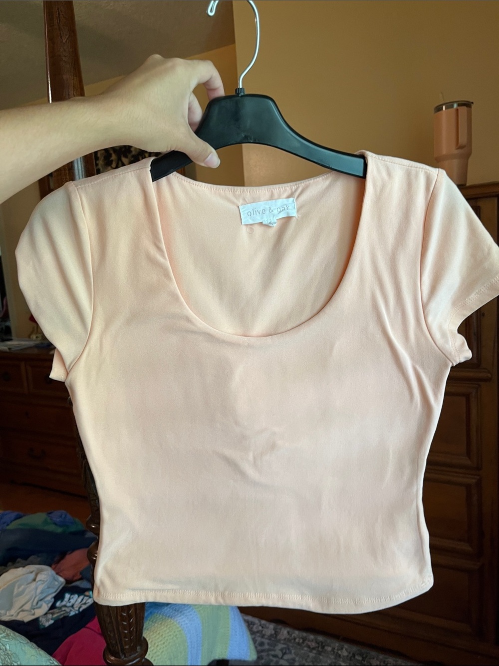Perfect Soft Peach Colored Scoop Neck Crop Top